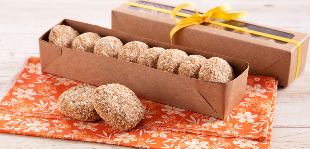 BISCOITO INTEGRAL SABOR COCO E CAJU