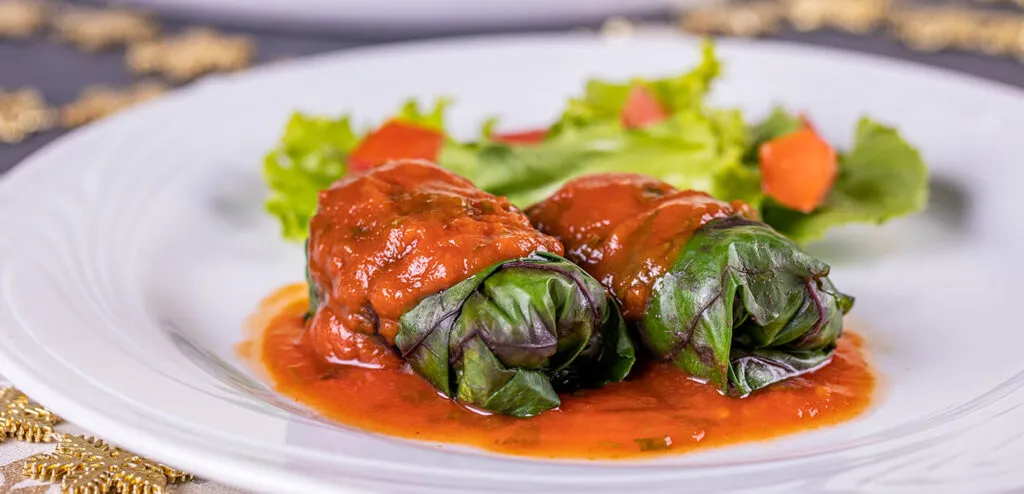 Charutinho com folhas de beterraba