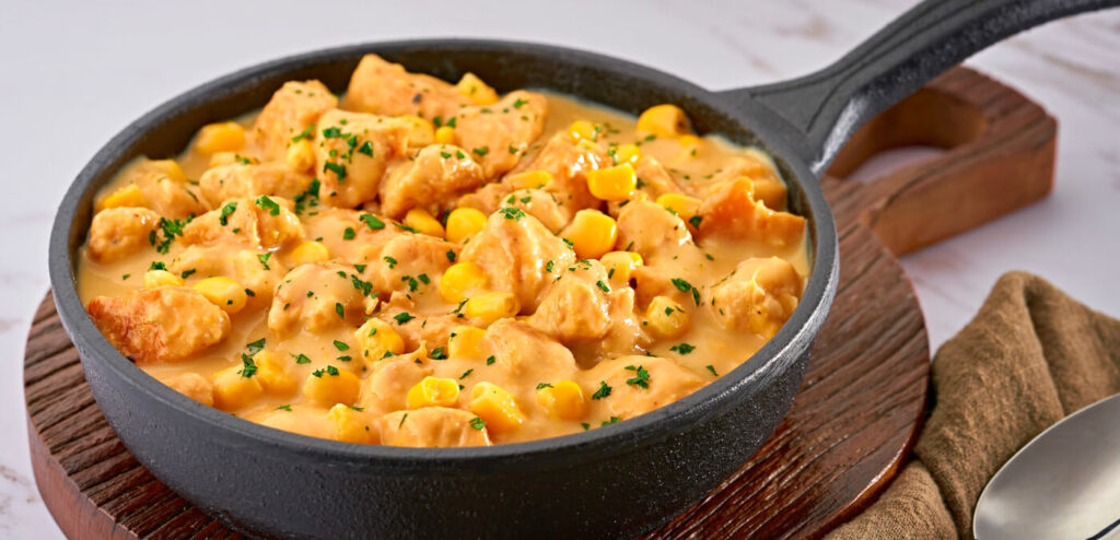 FRANGO CREMOSO AO MOLHO DE MILHO E SHOYU