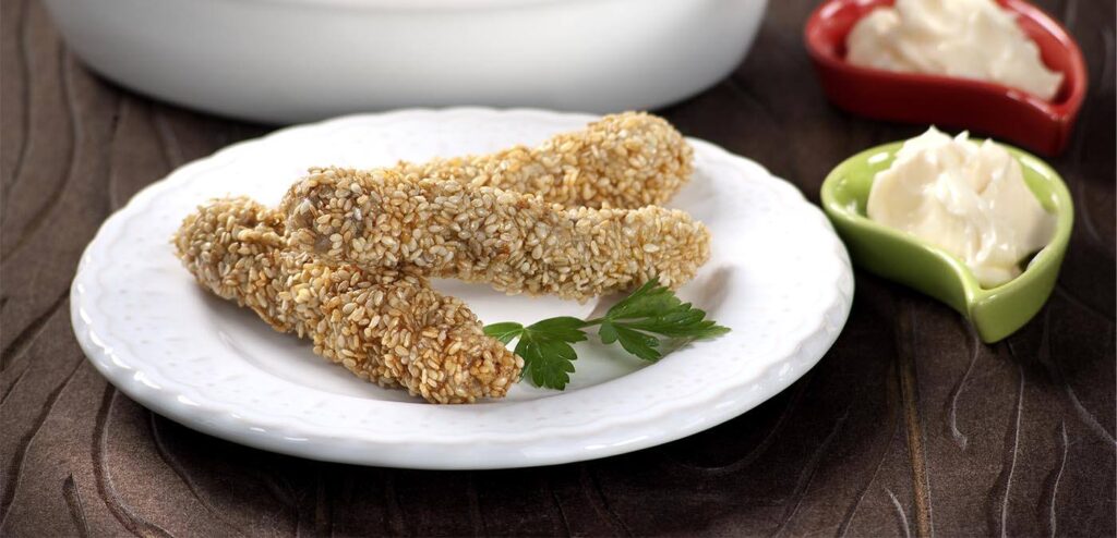 TIRAS DE ALCATRA COM GERGELIM