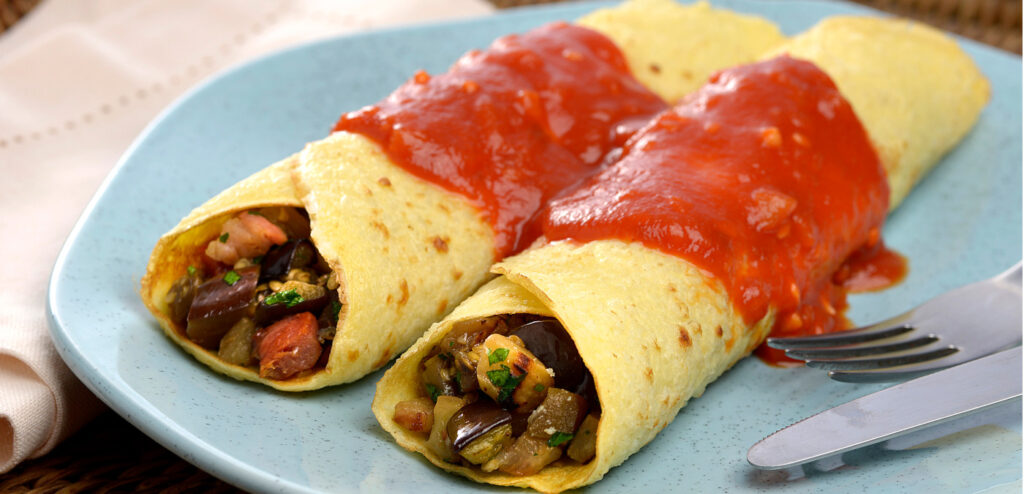 PANQUECA DE ARROZ RECHEADA COM BERINJELA