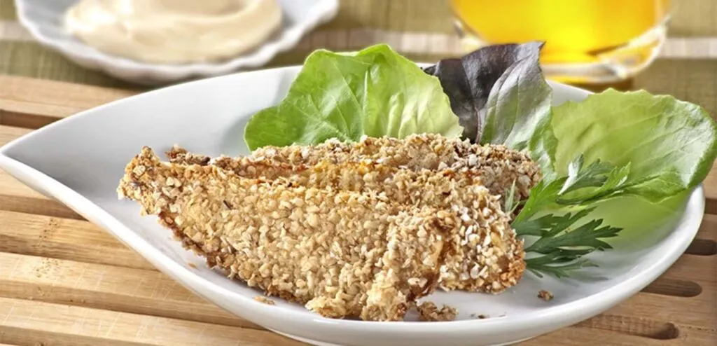 Peixe Assado com Flocos de Aveia