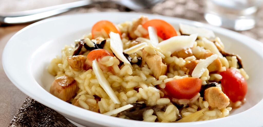 RISOTO DE FRANGO E FUNGHI