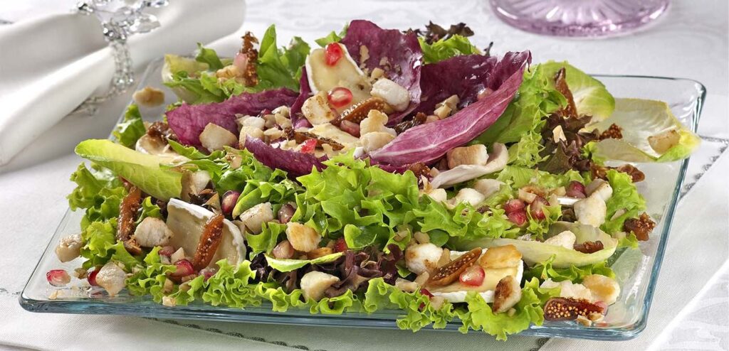 SALADA DE FOLHAS AO VINAGRETE COM ROMÃ