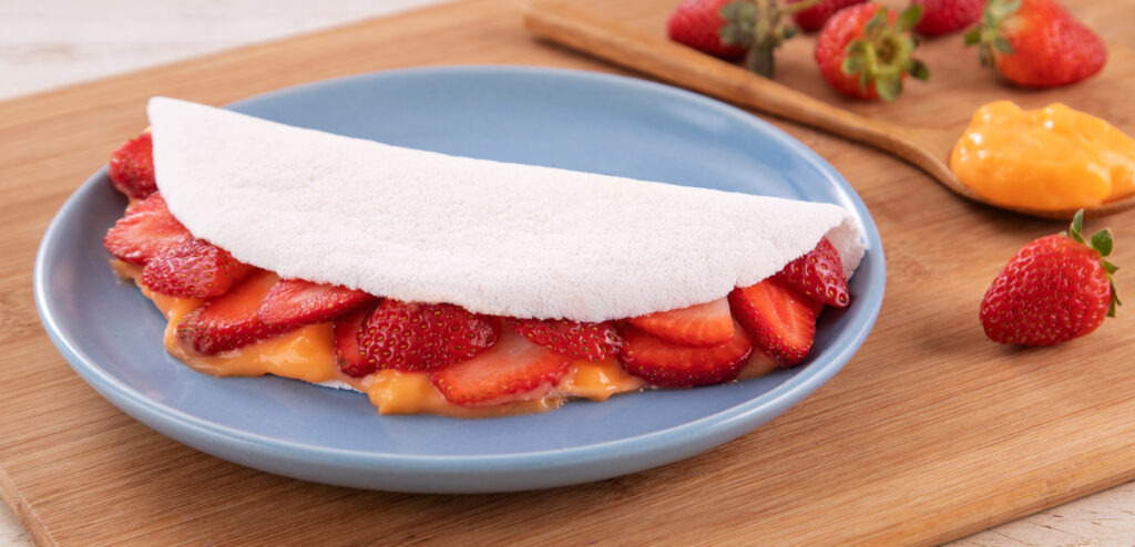 TAPIOCA COM MORANGO E MID ZERO™ TANGERINA